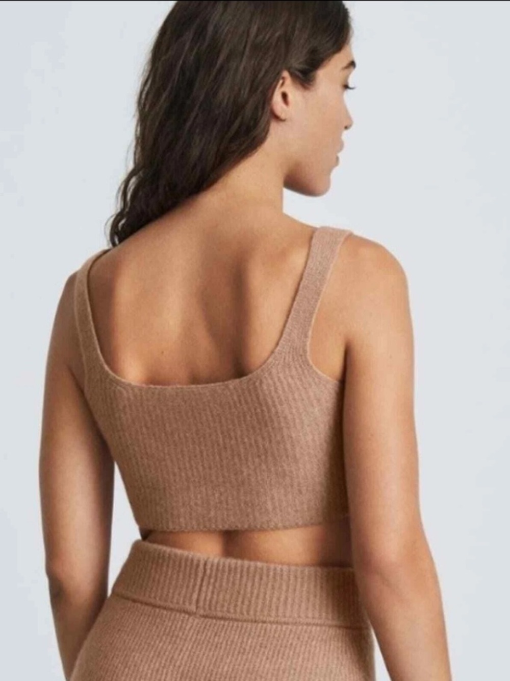 Everlane The Cozy Stretch Cropped Tank Wool Blend Camel Small NWT - Picture 2 of 9
